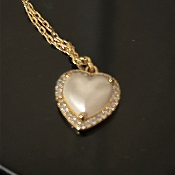 LOW START 🚨Kate Spade Gold and White Heart Necklace with Pouch, NWOT - Picture 2 of 5